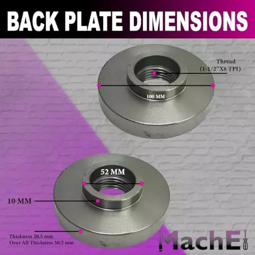 MachEl 4 inch (100 mm) 4-Jaw Independent Lathe Chuck with Cast Iron Backplate For Boxford Lathe