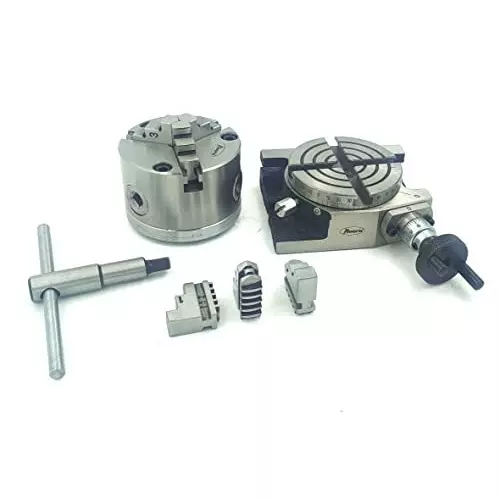Assorts Self Centering Chuck with Back Plate 80 mm Jaw Size 3 Jaws 80 mm Rotary Table