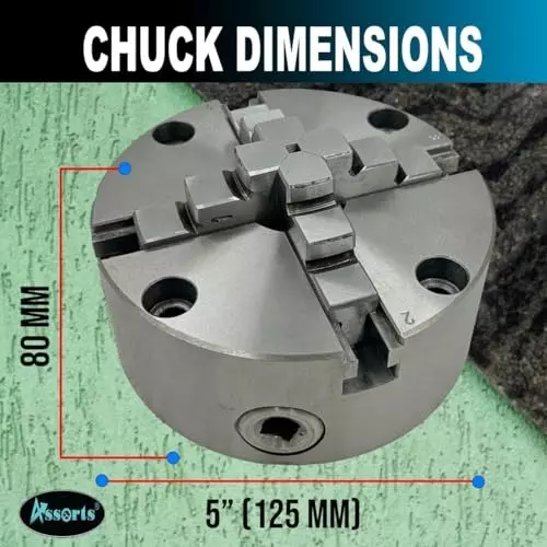 Assorts Self-Centering Lathe Chuck with Back Plate 125 mm Size 4 Jaws 1-1/2 Inch x 8 TPI for Boxford Lathe