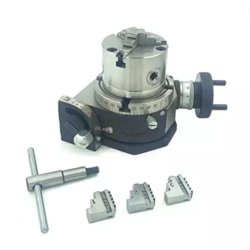 Assorts Self Centering Chuck with Back Plate 80 mm Jaw Size 3 Jaws 100 mm Tilting Rotary Table