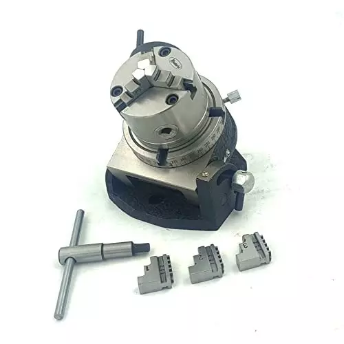 Assorts Self Centering Chuck with Back Plate 80 mm Jaw Size 3 Jaws 100 mm Tilting Rotary Table