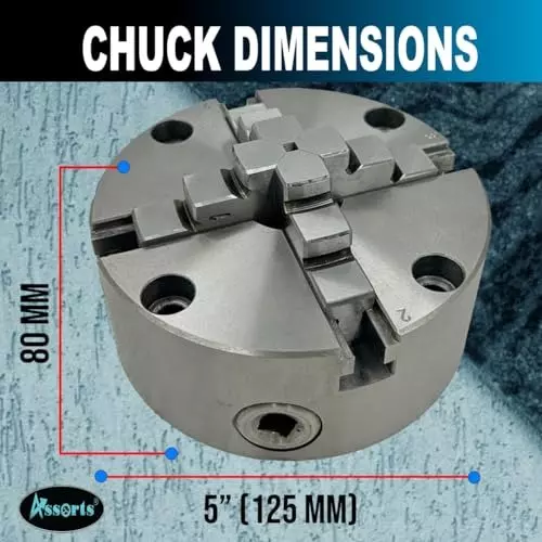 Assorts Self-Centering Lathe Chuck with Back Plate 125 mm Size 4 Jaws 1-1/8 Inch x 12 UNF (2B) for Myford Lathes