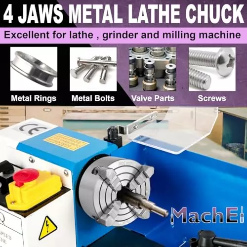 MachEl 5 inch (125 mm) 4-Jaw Independent Lathe Chuck with Cast Iron Backplate For Myford Lathe