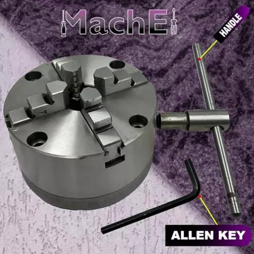 MachEl 5 inch (125 mm) 4-Jaw Self-Centering Lathe Chuck with Cast Iron Back Plate For  Myford Lathes