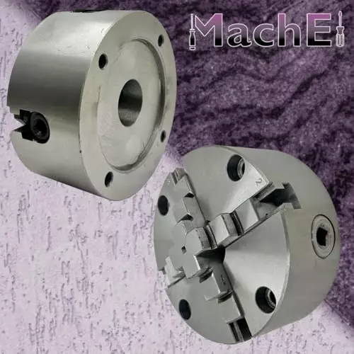 MachEl 5 inch (125 mm) 4-Jaw Self-Centering Lathe Chuck with Cast Iron Back Plate For  Myford Lathes