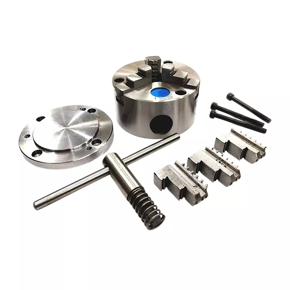 Assorts Self Centering Chuck Cast Iron and Tool Steel 100 mm Jaw Size 3 Jaws with Back Plate & 3 Set X T Nuts