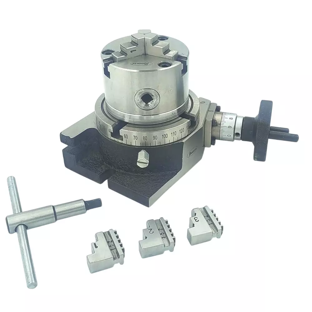 Assorts Self Centering Chuck with Back Plate 80 mm Jaw Size 3 Jaws 100 mm Rotary Table