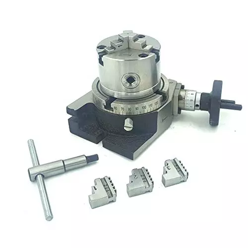 Assorts Self Centering Chuck with Back Plate 80 mm Jaw Size 3 Jaws 100 mm Rotary Table