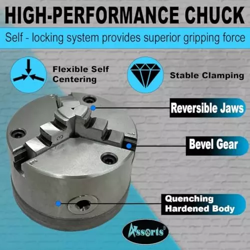 Assorts Self-Centering Lathe Chuck with Back Plate 100 mm Size 3 Jaws 1-1/2 Inch x 8 TPI for Boxford Lathe