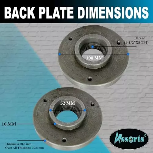 Assorts Self-Centering Lathe Chuck with Back Plate 100 mm Size 3 Jaws 1-1/2 Inch x 8 TPI for Boxford Lathe