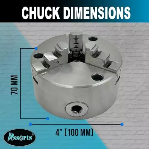Assorts Self-Centering Lathe Chuck with Back Plate 100 mm Size 3 Jaws 1-1/2 Inch x 8 TPI for Boxford Lathe