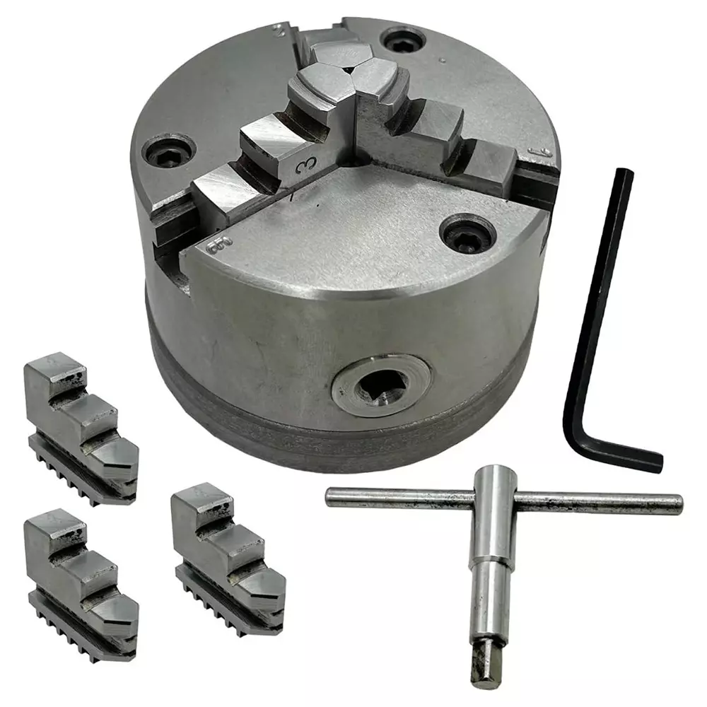 MachEl 4 inch (100 mm) 3-Jaw Self-Centering Lathe Chuck with Cast Iron Backplate For Boxford Lathe
