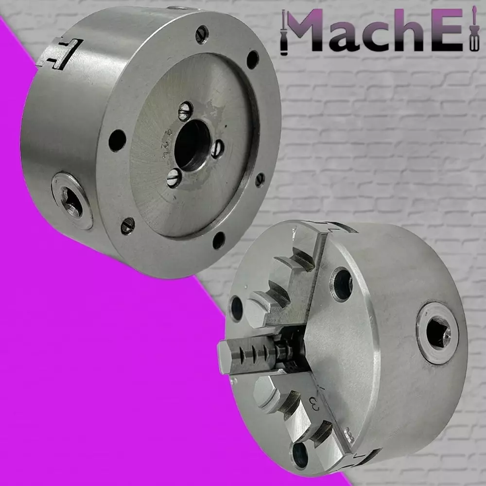 MachEl 4 inch (100 mm) 3-Jaw Self-Centering Lathe Chuck with Cast Iron Backplate For Boxford Lathe