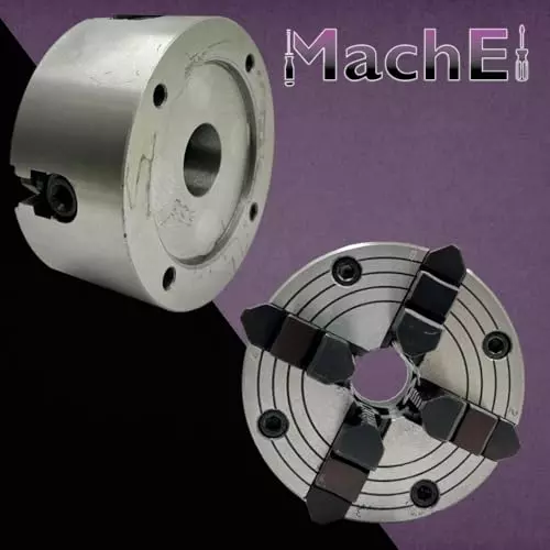 MachEl 4 inch  (100 mm) 4-Jaw Independent Lathe Chuck with Cast Iron Backplate For Fit Myford Lathes and Precision Metalworking Tool