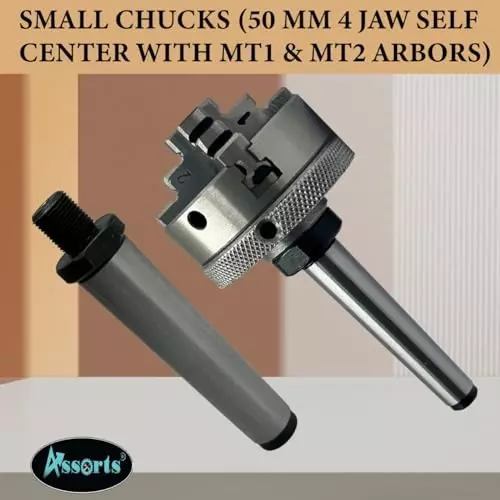 Assorts Small Chuck Cast Iron Body & Tool Steel 12 mm Self Centering Chuck MT1 & MT2 Arbor 50 mm 4 Jaw M12x1