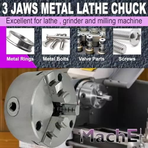 MachEl 5 inch (125 mm) 3-Jaw Self-Centering Lathe Chuck with Cast Iron Backplate For Boxford Lathes