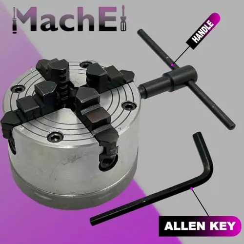 MachEl 5 inch (125 mm) 4-Jaw Independent Lathe Chuck with Cast Iron Backplate For Boxford Lathe