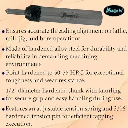 Assorts Spring Center Knurl Tap Guide Tool to Align Tap Alloy Steel 12.7 mm 50-55 HRC for Threading