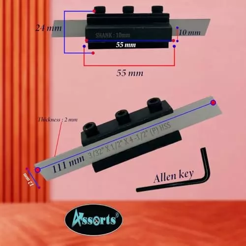 Assorts Parting Cut Off Tool Holder Set Tool Steel Body & HSS Blade 12.7 & 19.05 mm (Pack of 2)