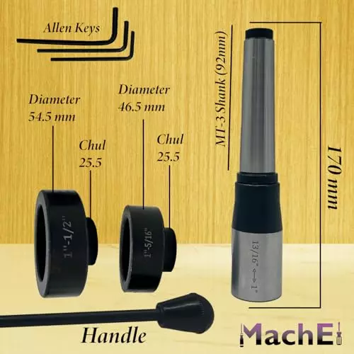 MachEl Lathe Tailstock Die Holder (3MT Shank) with Multiple Die Size