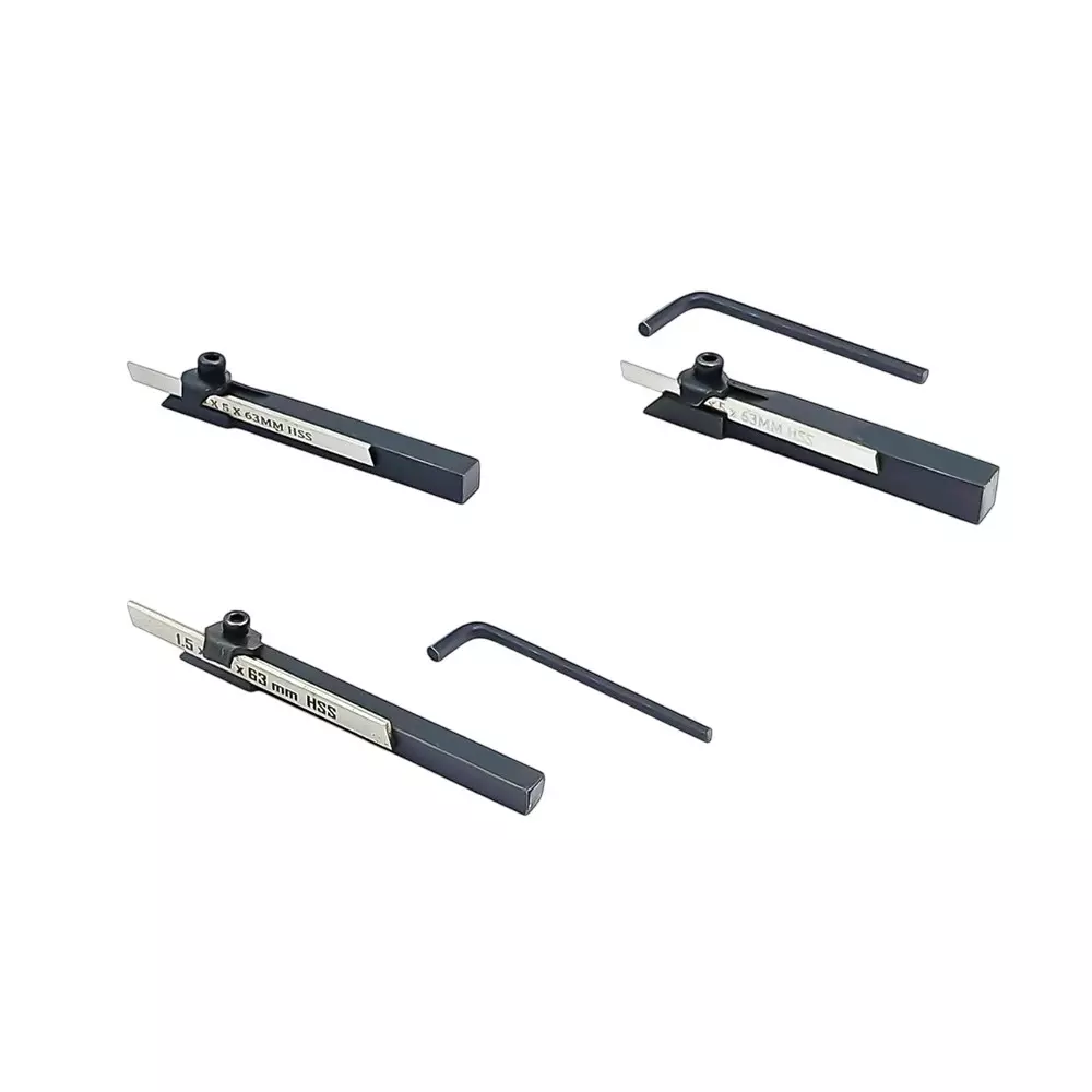 A.D INTERNATIONAL Mini Lathe Cut Off Parting Tool Holders with 6, 8, 10 mm Square Shank and HSS Blades, PJ-1YYN-M8U6 (Set of 3)