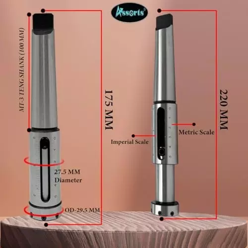 Assorts Metric Die Holder Set with Drill Chuck Alloy Steel 38, 30, 25, 20, and 16 mm Size 3MT