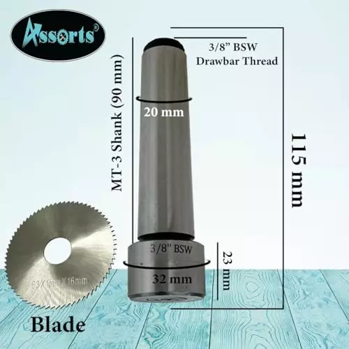 Assorts Slitting/Slotting Saw Holder with Circular Saw Blade 3MT Shank 9.5 mm (3/8 Inch)