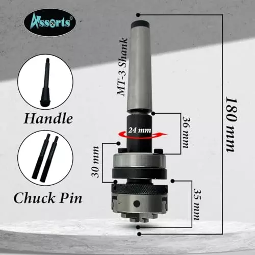 Assorts Tailstock Die Holder Set Alloy Steel 3MT 50 mm Chuck Self Centering 3 jaw