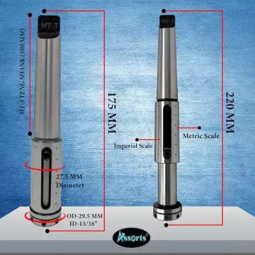 Assorts Imperial Die Holder Set with Drill Chuck Alloy Steel 38, 30, 25, 20, and 16 mm Size 3MT