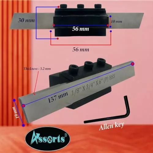 Assorts Parting Cut Off Tool Holder Set Tool Steel Body & HSS Blade 12.7 & 19.05 mm Adjustable (Pack of 2)