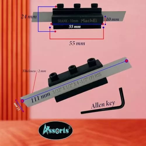 Assorts Parting Cut Off Tool Holder Set Tool Steel Body & HSS Blade 12.7 & 19.05 mm Adjustable (Pack of 2)