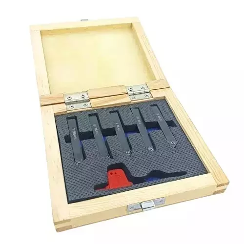 Buyohlic International Indexable Turning Tool Set 8 mm Square Shank with TCMT16T304 Carbide Cutting Tool Bit in Fitted Box for Lathe Metalworking Machine Tools, IN-XBDQ-ZOJU (Pack of 5)
