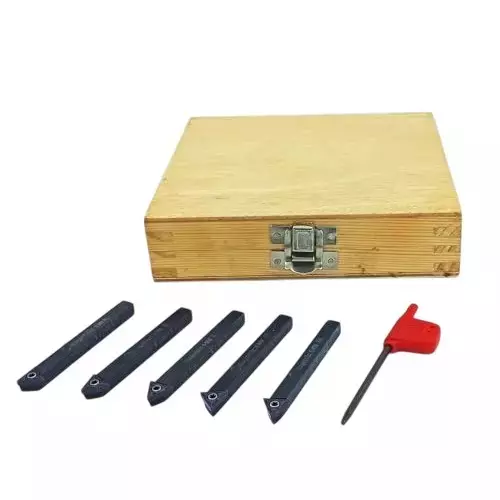 Buyohlic International Indexable Turning Tool Set 10 mm Square Shank with TCMT16T304 Carbide Cutting Tool Bit in Fitted Box for Lathe Metalworking Machine Tools, C6-RGBO-DHFI (Pack of 5)