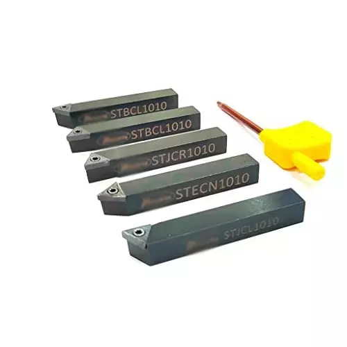 A.D INTERNATIONAL Indexable Turning Tool Set with 10 mm Square Shank for Lathe Machine, 8O-B8EZ-DBLT