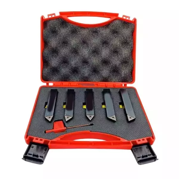 Buyohlic International Indexable Turning Tool Set 16 mm Square Shank with TCMT16T304 Carbide Cutting Tool Bit in Fitted Box for Lathe Metalworking Machine Tools, PZ-ONIB-6DMN (Pack of 5)