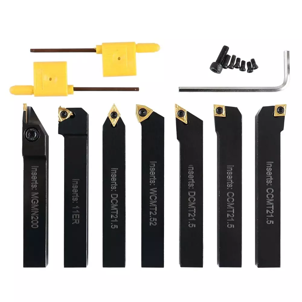 A.D INTERNATIONAL Carbide Turning Tool Set with 1/2 inch (12.7 mm) Shank for Turning Grooving Threading, 100-CS-170