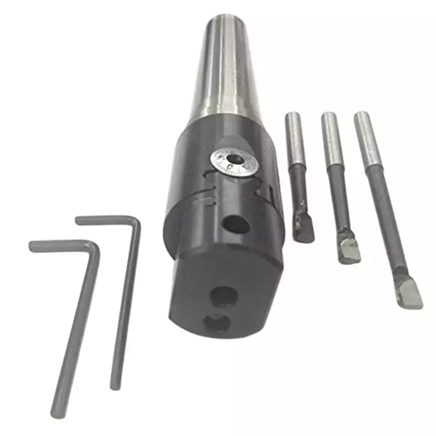 Buyohlic International 30 mm Micro Boring Head Metric Standard, MT3 Shank, M12 Drawbar With 3 Carbide Tools, 20-BH-101
