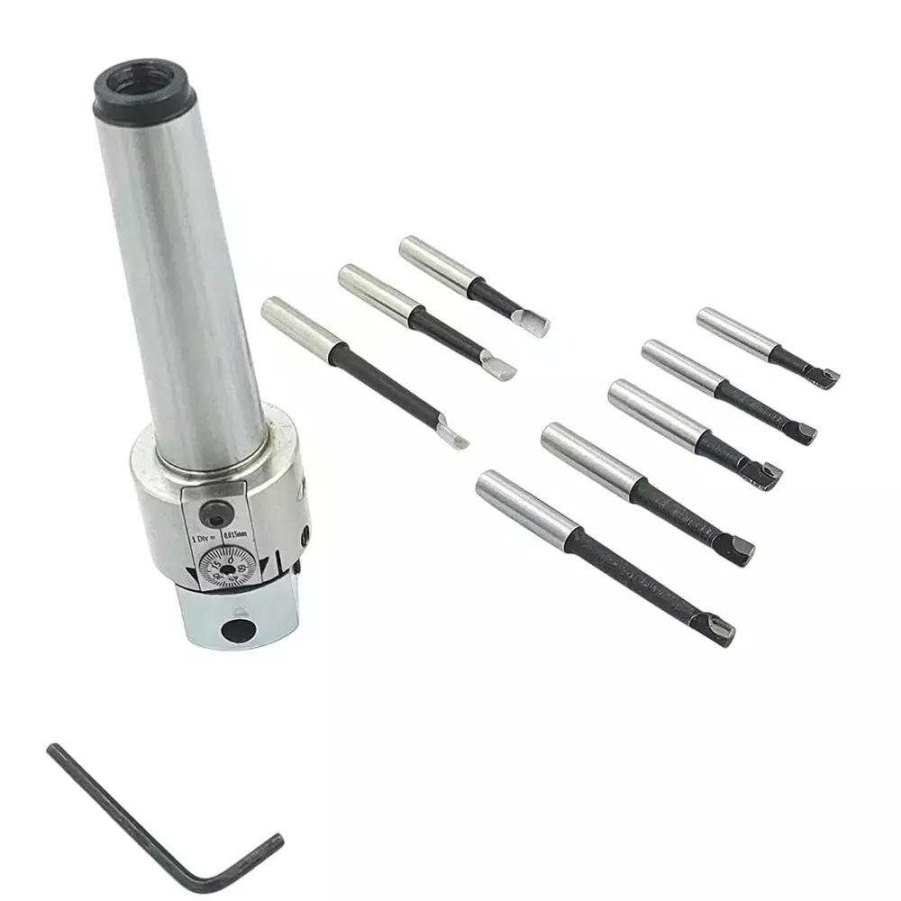 Buyohlic International Boring Head, Diameter 38 mm Metric Standard, MT3 Shank With 3 HSS & 5 Carbide Tools, 20-BH-201