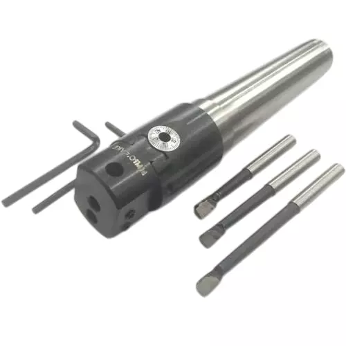 A.D International 30 mm Micro Boring Head Metric Standard, MT2 Shank, M10 Drawbar With 3 Carbide Tools, 20-BH-101
