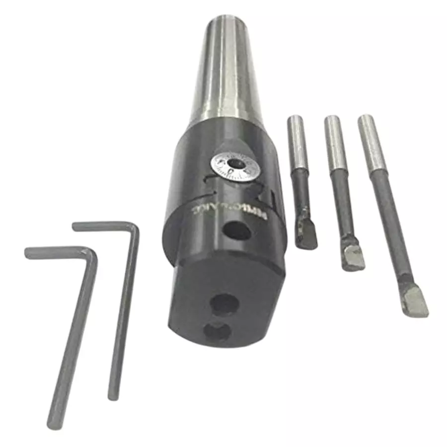 A.D International 30 mm Micro Boring Head Metric Standard, MT2 Shank, M10 Drawbar With 3 Carbide Tools, 20-BH-101