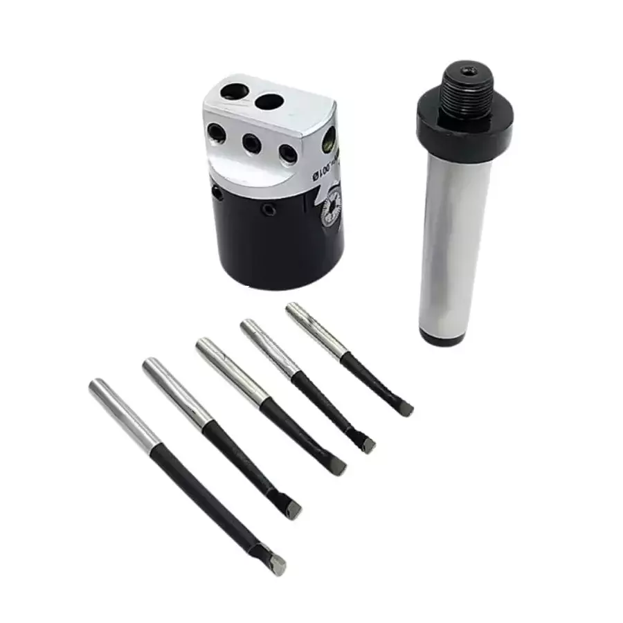 Buyohlic International 1.5 inch (38.1 mm) Boring Head, MT2 Shank, M10x1.5 Drawbar With Shank, Cutting Tools and 5 Carbide Tools,