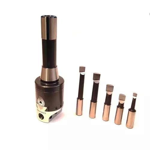 A.D INTERNATIONAL Boring Head Diameter 2 inch R8 Shank, 7/16 Unf Drawbar 1 Div. 0.0005 with 5 Pcs HSS Boring Bars, 41-CYJ1-LP44