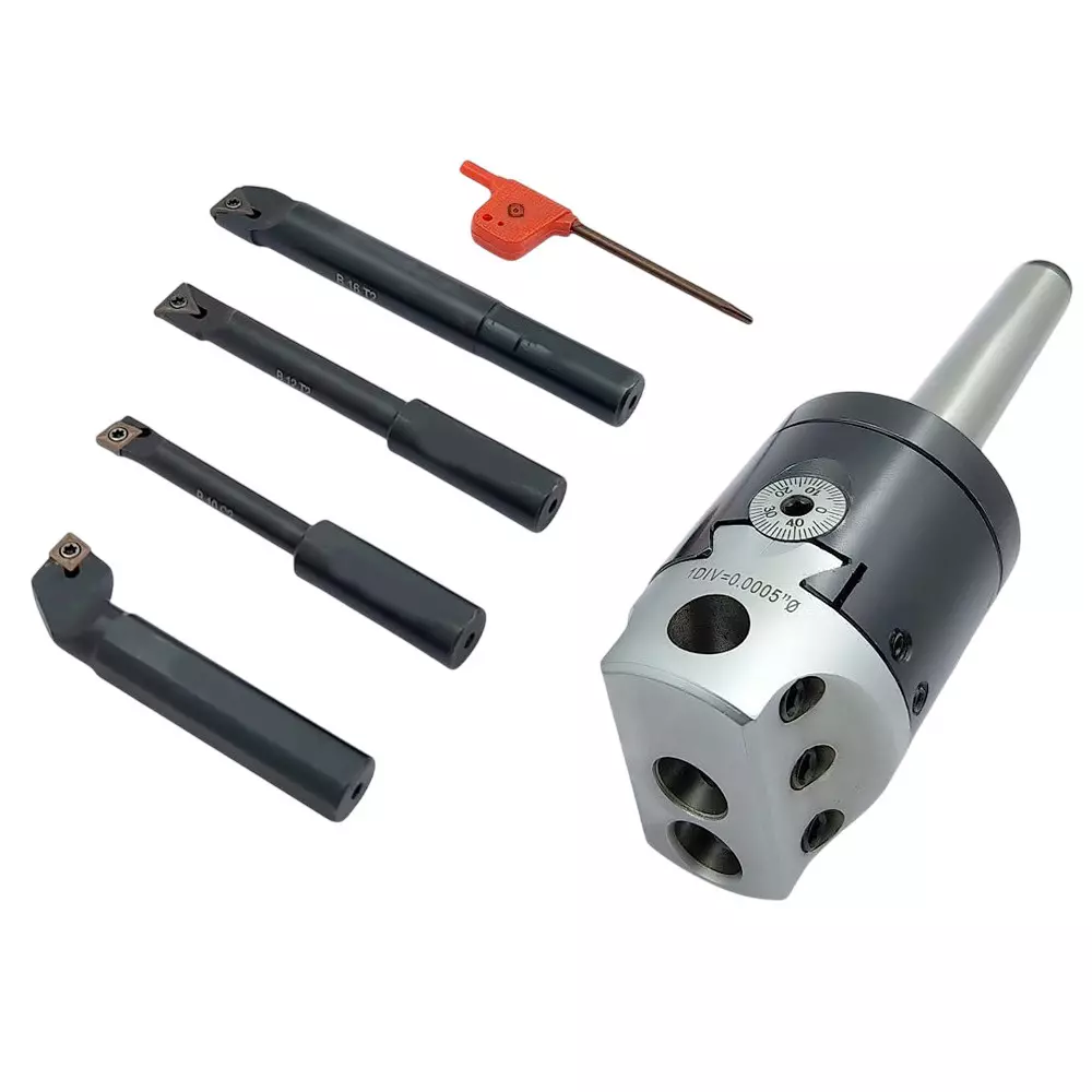 A.D INTERNATIONAL Boring Head Diameter 2 inch (50 mm) Imperial Standard MT2 Shank and M10 x 1.5 Drawbar with Indexable Boring Bars, 20-BH-421