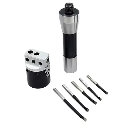 A.D International 1.5 inch (38.1 mm) Boring Head, R8 Shank, 7/16 inch (11.1 mm) UNF Drawbar With Shank, Cutting Tools and 5 Carbide Tools, ‎20-BH-301