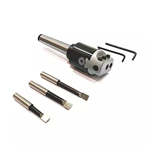 A.D INTERNATIONAL Boring Head Diameter 1.5 inch 3MT Shank, M10 x 1.5 Drawbar 1 Div. 0.001 with 3 Carbide Tipped HSS Cutting Tools, WF-SAK6-5QJC
