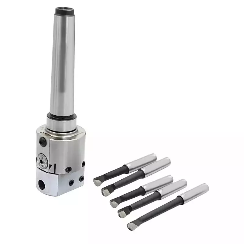 Buyohlic International Boring Head, Diameter 38 mm Metric Standard, MT2 Shank With 5 Carbide Tools, 20-BH-201