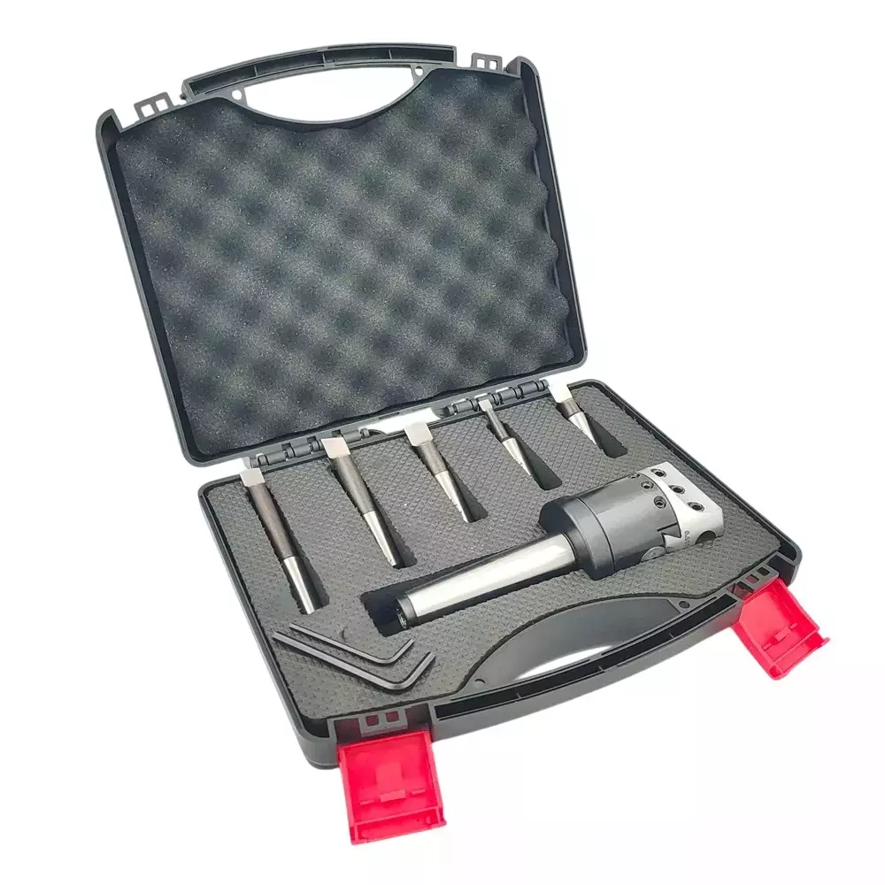 Buyohlic International Boring Head Diameter 2 inch MT3 Shank, M12 x 1.75 Drawbar 1 Div. 0.0005 with 5 Pcs HSS Boring Bars, NK-OTFD-A6I1