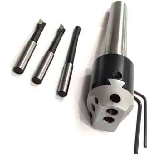 A.D INTERNATIONAL Boring Head Diameter 1.5 inch 2MT Shank, M10 x 1.5 Drawbar 1 Div. 0.001 with 3 Carbide Tipped HSS Cutting Tools, OL-W5KA-A3GJ