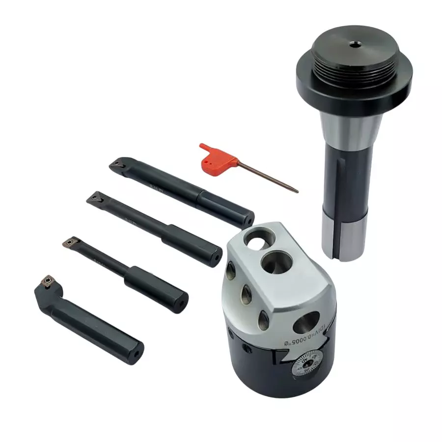A.D INTERNATIONAL Boring Head Diameter 2 inch (50 mm) Imperial Standard R8 Shank and 7/16 inch (11.1 mm) UNF Drawbar with Indexable Boring Bars, 20-BH-421