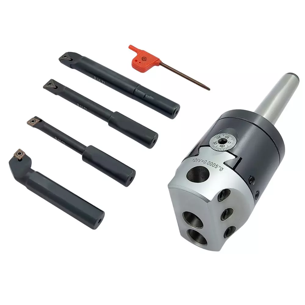 A.D INTERNATIONAL Boring Head Diameter 2 inch (50 mm) Imperial Standard MT3 Shank and M12 x 1.75 Drawbar with Indexable Boring Bars, 20-BH-421